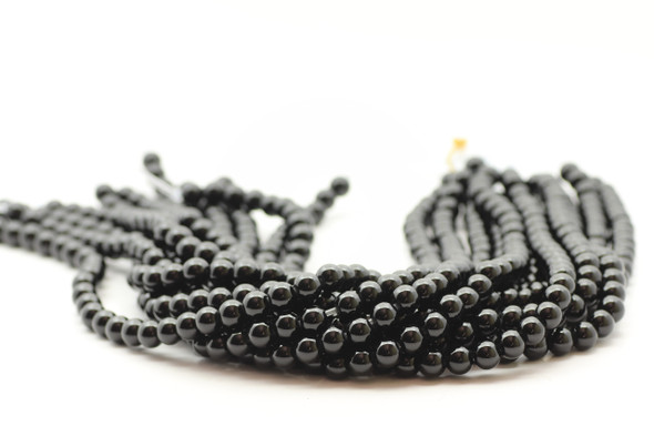 8mm Onyx, Black, Dyed, Smooth Round with Large Hole