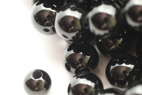 8mm Onyx, Black, Dyed, Smooth Round with Large Hole