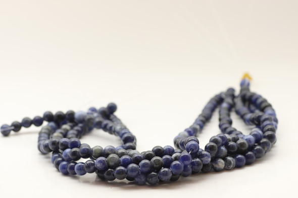 8mm Sodalite, Natural, Smooth Round with Large Hole