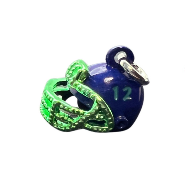 Enamel Charm, Football Helmet, Blue & Green, 12x12mm