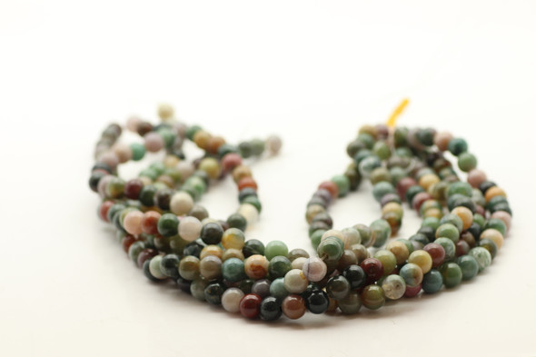 8mm, India Agate, Natural, Smooth Round with Large Hole