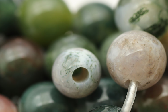 8mm, India Agate, Natural, Smooth Round with Large Hole