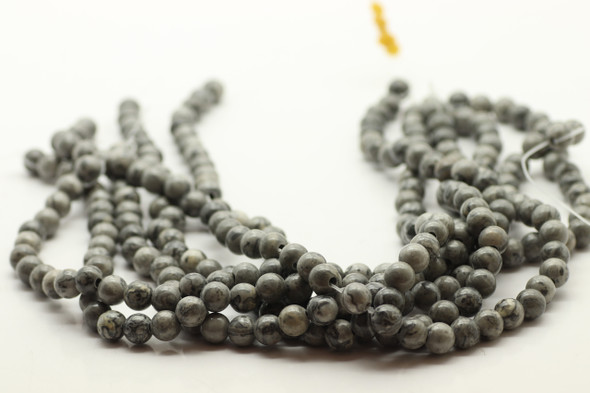 8mm Jasper, Map, Natural, Smooth Round with Large Hole