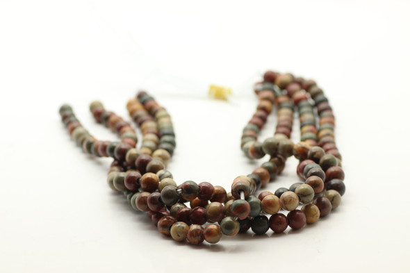 8mm Red Creek Jasper, Natural, Smooth Round with Large Hole