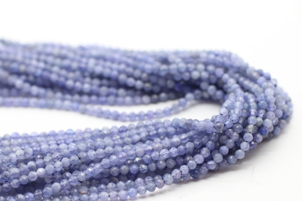 Tanzanite, Natural, Faceted Round, 3mm, One Strand