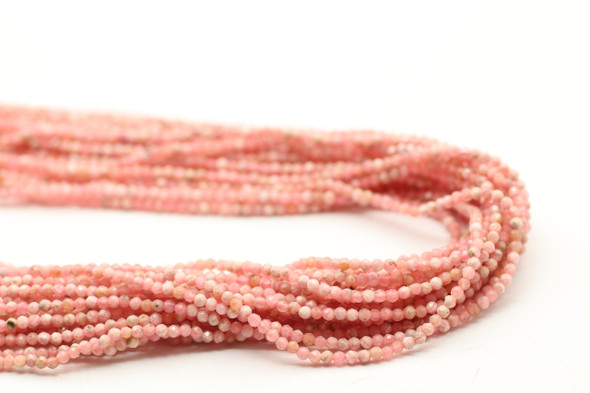 Rhodochrosite, Natural, Faceted Round, 2mm, One Strand