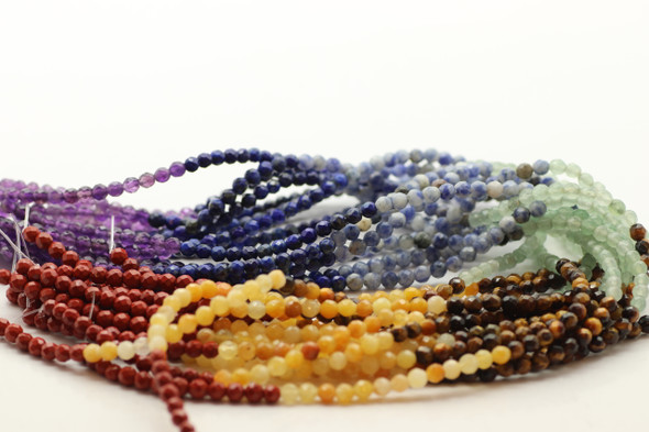 Mixed Stone, Chakra, Natural & Heated, Faceted Round, 4,mm Strand