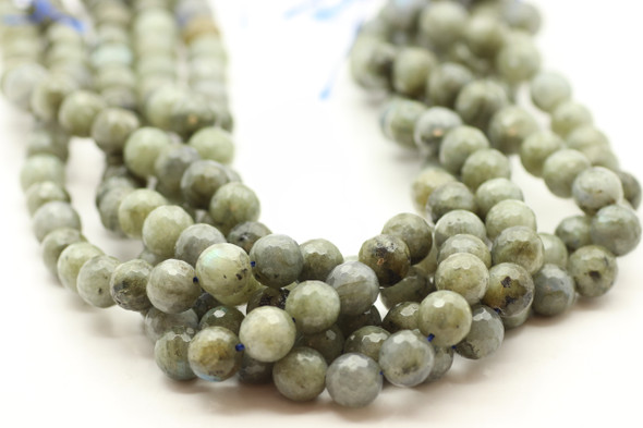 Labradorite, Grey, Natural, Faceted Round, 10mm Strand