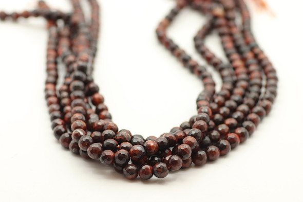 6mm Tiger's Eye, Red, Heated, Faceted Round