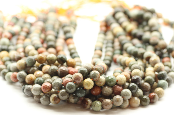 10mm, Ocean Jasper, Natural, Faceted Round