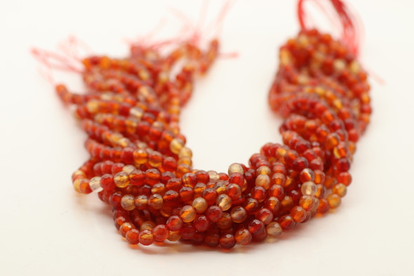 Carnelian Agate, Mix Color, Heated, Faceted Round, 6mm Strand