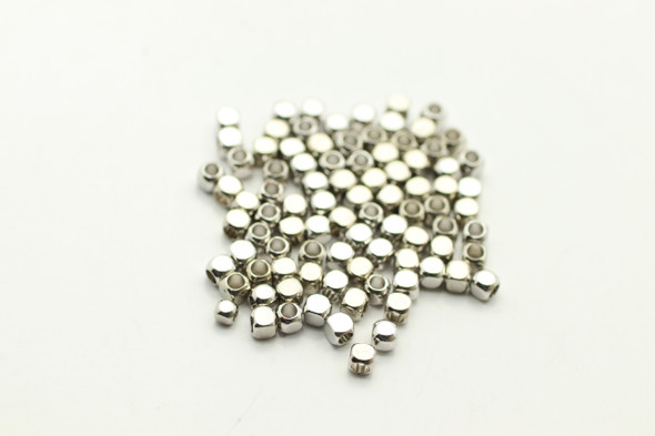Bead, Cube, Antique Silver Plated Metal Alloy, 2.75x2.75mm, approx. 100 PCS