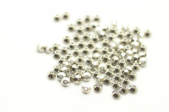 BEAD, Rondelle Diamond Cut Middle, Antique Silver Plated (metal alloy), 4x3mm, approx 90 per bag