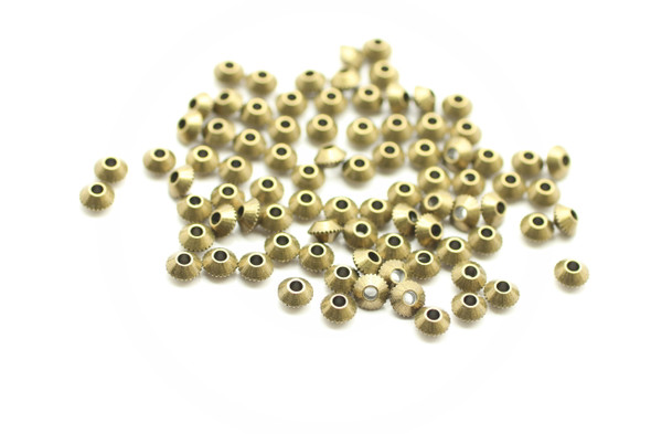 BEAD, Rondelle Diamond Cut Middle, Antique Bronze Plated (metal alloy), 4x3mm, approx 90 per bag