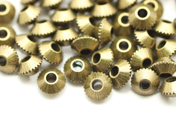 BEAD, Rondelle Diamond Cut Middle, Antique Bronze Plated (metal alloy), 4x3mm, approx 90 per bag