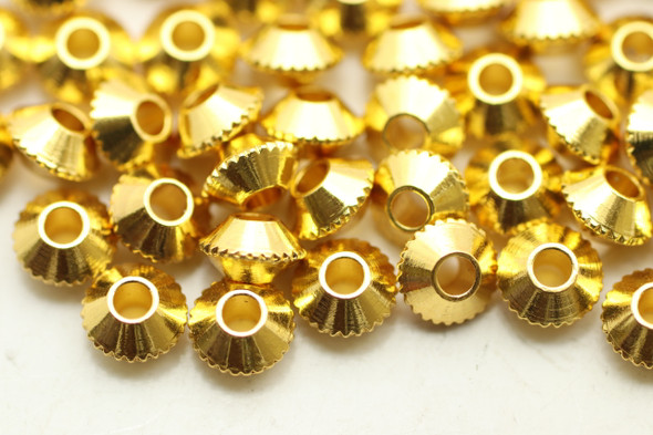 Bead, Rondelle Diamond Cut Middle, Gold Plated Metal Alloy, 4x3mm, approx. 90 PCS