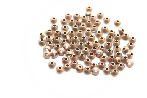 BEAD, Rondelle Diamond Cut Middle, Antique Copper Plated (metal alloy), 4x3mm, approx 90 per bag