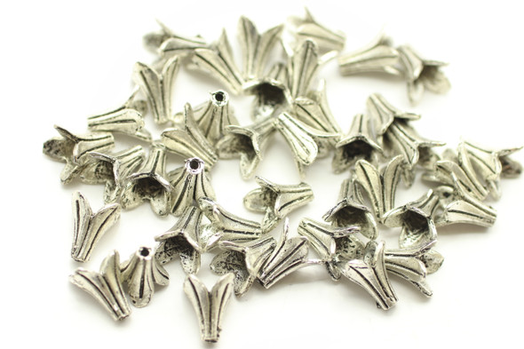 CONE, Petal, Antique Silver Plated (metal alloy), 9x8mm, approx 40 per bag