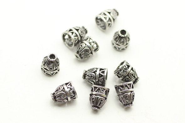 Cone, Petal, Antique Silver Plated Metal Alloy, 10.x8, 6mm End, 10 PCS