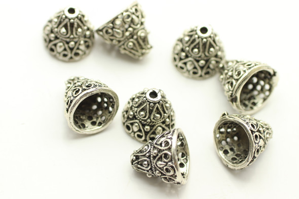 Cone, Romance, Antique Silver Plated Metal Alloy, 14x14mm, 8 PCS