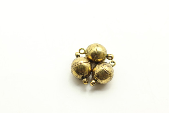 Magnetic, Clasp, 10mm, Antique Gold Plated Metal Alloy, 3 PCS