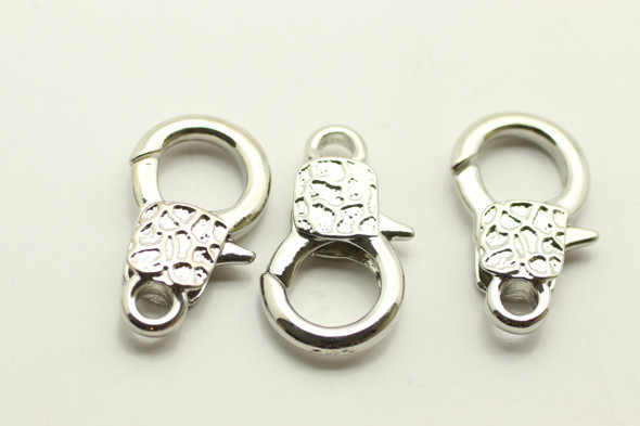 Lobster Clasp, Silver Plated Metal Alloy, 30x18x6mm, 3 PCS
