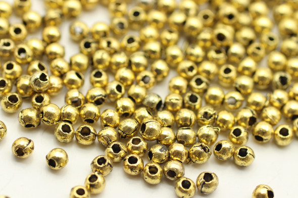 Bead, Flat Round, 3mm, Antique Gold Plated Metal Alloy, approx. 100 PCS