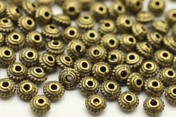 Bead, Bali Rope, 5x3mm, Antique Bronze Plated Metal Alloy, approx. 90 PCS