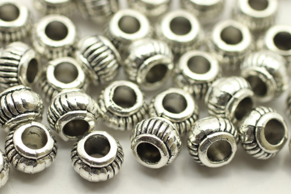 BEAD, Bali Style, 5x7 3mm hole, Antique Silver Plated (metal alloy), approx. 38 per bag