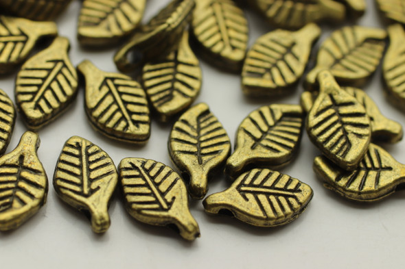 LEAF, 11x6x3mm, Antique Bronze Plated (metal alloy), approx 48 per bag