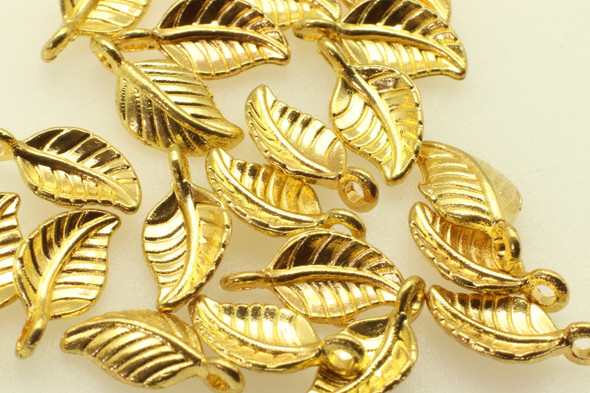 LEAF, Curled, 15x8x3mm, Gold Plated (metal alloy), approx 45 per bag