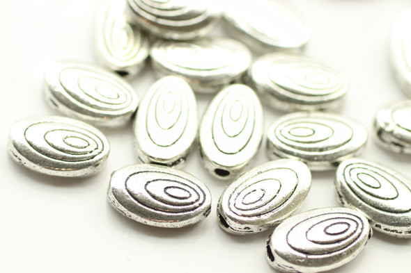 BEAD, Oval Spiral, 10x6x3mm, Antique Silver Plated (metal alloy), approx 40 per bag