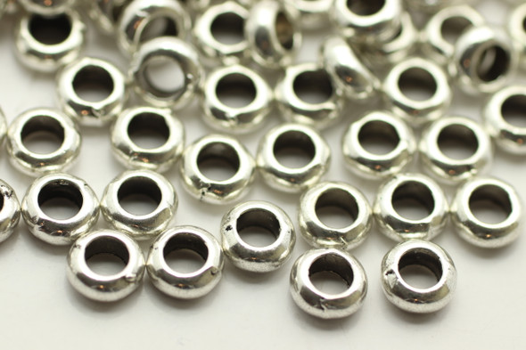 RING, Round, 6x3 2.5mm hole, Antique Silver Plated (metal alloy), approx 62 per bag