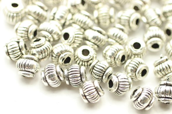 BEAD, Round Patterned, 5x5mm, Antique Silver Plated (metal alloy), approx 55 per bag