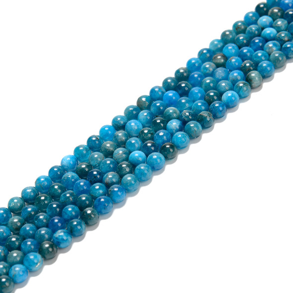 Apatite, Neon, Natural, Smooth Round, One 8mm Strand.