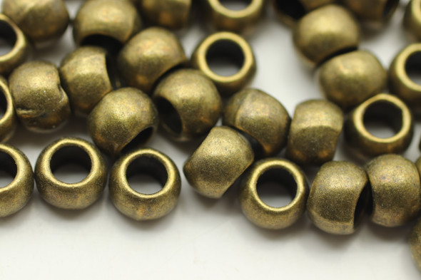 BEAD, Round, 5x7 4mm hole, Antique Bronze Plated (metal alloy), approx 35 per bag