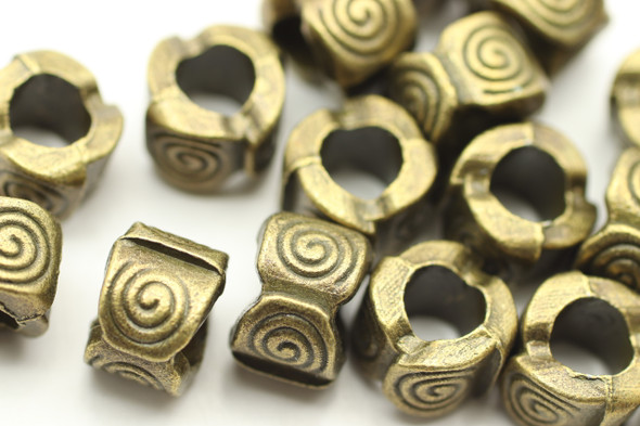 TUBE, 7x9 4mm hole, Antique Bronze Plated (metal alloy), approx 15 per bag