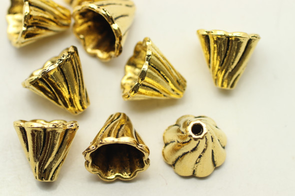 Cap, Swirl, 13x13mm, Antique Gold Plated, Metal Alloy, approximately  10 per bag