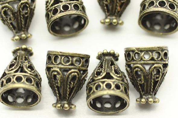 CONE, Filigree, 12x9 8mm end, Antique Bronze Plated (metal alloy), approx 10 per bag