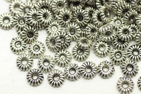 SPACER, Daisy, 5x1.5mm, Antique Silver Plated (metal alloy), approx 190 per bag
