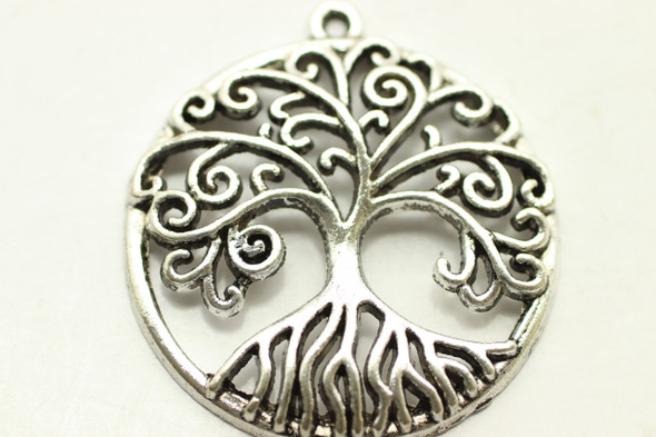 TREE OF LIFE, Round, 34mm, Antique Silver Plated (metal alloy), approx 4 per bag