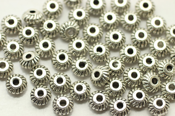 SPACER, 6x3.5mm, Antique Silver Plated (Metal Alloy), approx 66 per bag
