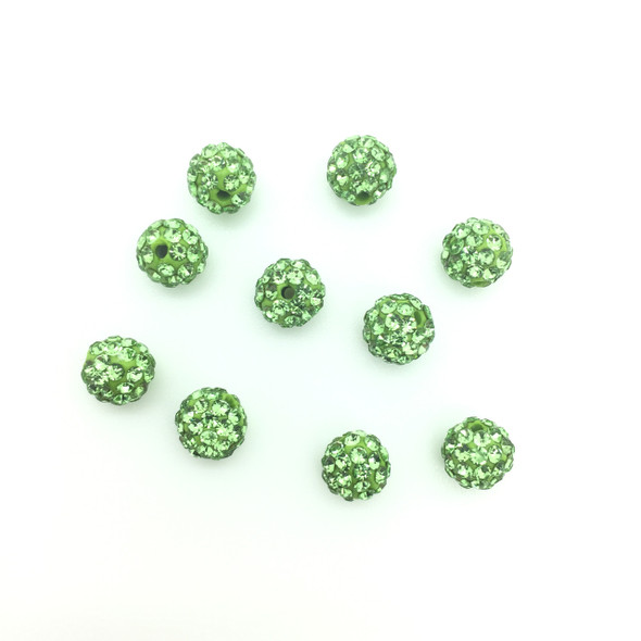 Peridot Crystal (Pave) Balls, 4mm, Hole 1mm, 8 PCS