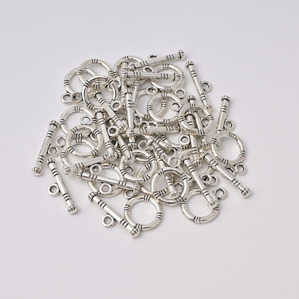 Toggle, 16x11x2mm, bar is 19x5mm at loop, Antique Silver Plated Metal Alloy, approx. 16sets