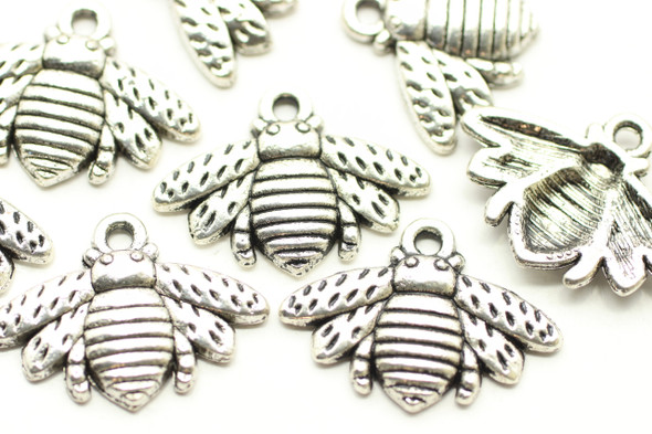 Bee, 22x16x3mm, Antique Silver Plated Metal Alloy, approx. 15 PCS