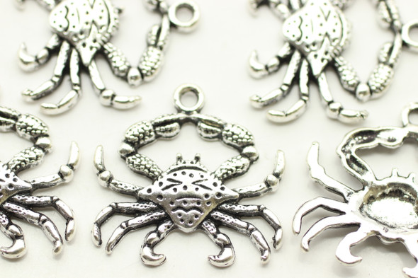 CRAB, 23x23x2.5mm, Antique Silver Plated (Metal Alloy), approx 10