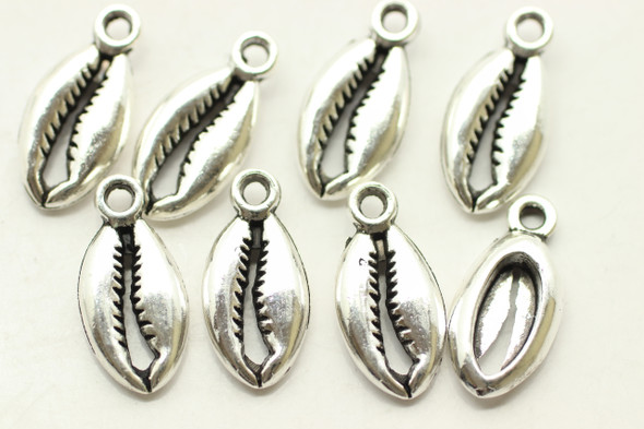 Shell, 18x8x3mm, Antique Silver Plated Metal Alloy, approx. 21 PCS