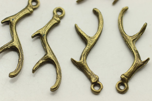 Antlers, Double Sided, Antique Bronze Plated Metal Alloy, approx. 28 PCS