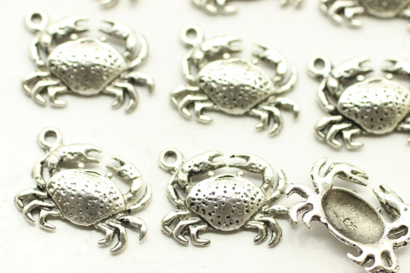 Crab, 17x10x3mm, Antique Silver Plated (Metal Alloy), approx 17 to 20 per bag