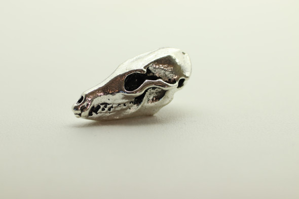 Dog Skull, Double Sided, 30x13x13mm, Antique Silver Plated (Metal Alloy), approx 3 per bag